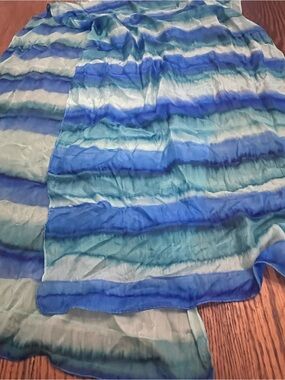 Striped Blue & Aqua silk scarf